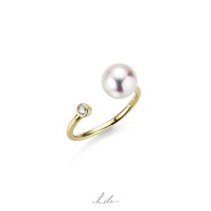 pierścionek z perłą i diamentem Lile