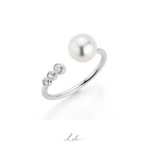 pierścionek z perłą i diamentami Lile