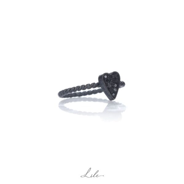 Lile Give Love pierścionek srebrny z czarnymi diamentami