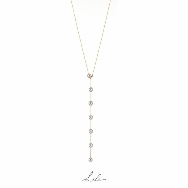 Długi złoty naszyjnik z perłami N10:2