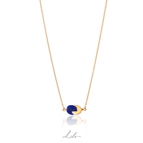 Złoty naszyjnik z lapis lazuli N12 Give Love