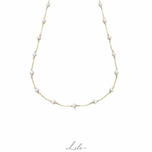 Złoty naszyjnik z perłami N15 Brilliance Lile