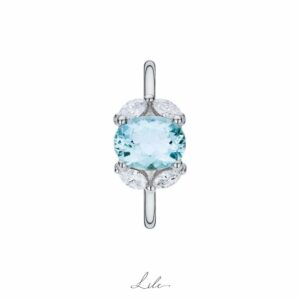 Pierścionek zaręczynowy z diamentami i niebieskim berylem N22 Lile