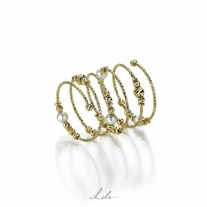 Złoty pierścionek z perłami N7 Lile